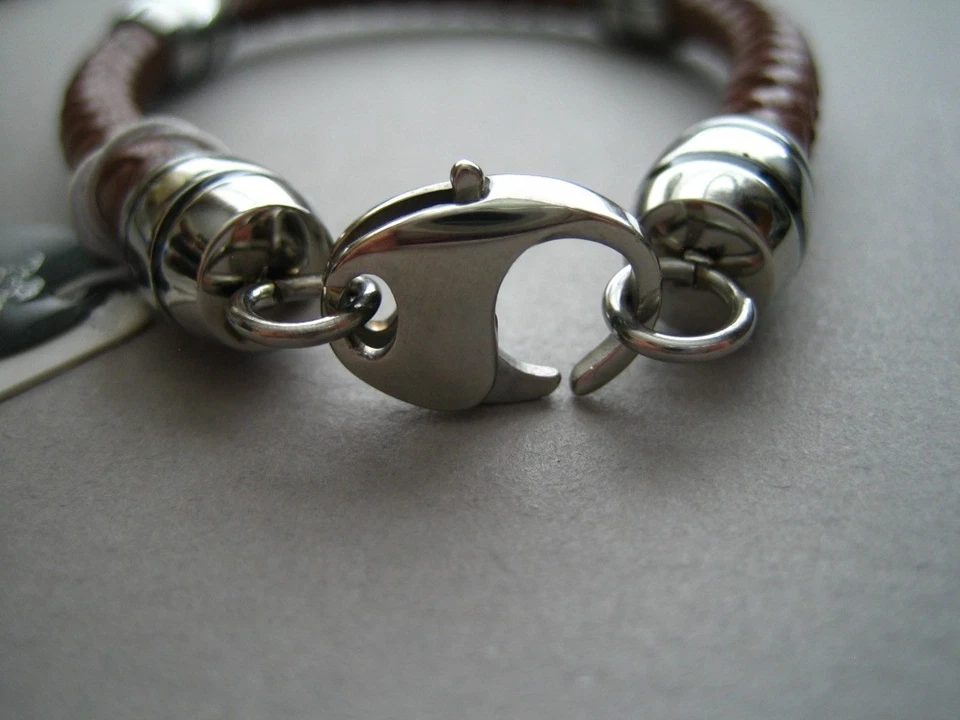 PULSERA BLACKJACK HOMBRE ACERO INOXIDABLE Y CUERO MARRÓN Foto 3 de 4