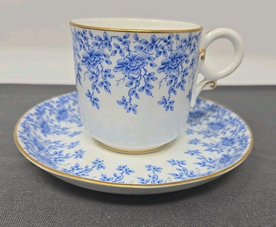 Royal Worcester Pattern W3824 Aesthetic Cup & Saucer Blue Flowers C. 1891