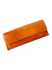 Vintage Rolfs Tan Brown Leather Clutch Wallet Long Envelope Purse 1960s–70s 12”