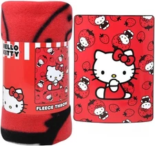 Blanket - Hello Kitty and Friends Red Strawberry 45x60 Silk Touch Soft Throw NEW