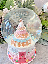 TK MAXX Christmas Candy Cane Gingerbread Pastel Bakery Musical Snow Globe RARE