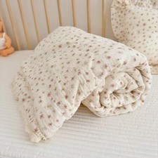 Cotton Muslin Quilt Blanket for Girls Boys Cute Pink Floral Quilts Soft Light...