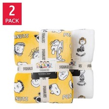 Peanuts Printed VelvetLoft 2-pk Plush Warmth Throw Blanket Charlie Brown Snoopy