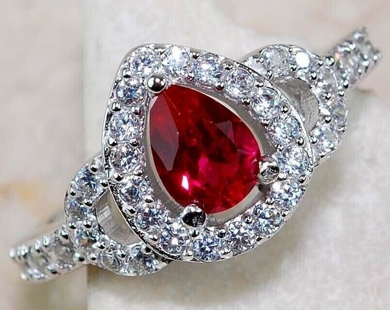 2CT Heat Treated Rubellite Tourmaline 925 Solid Sterling Silver Ring Sz 7 &1-2