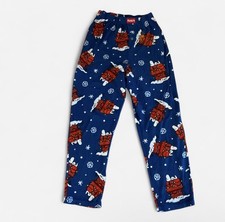 Peanuts Snoopy Boys Blue Christmas Fleece Pajama Pants Medium 100 Polyester