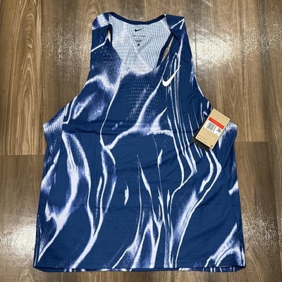 Nike Dri-FIT ADV AeroSwift Running Singlet Tank Blue White Men's