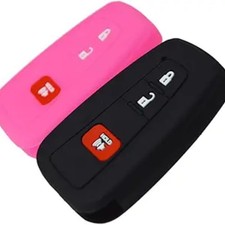 Key Fob Cover Compatible with 4Runner Corolla RAV4 Highlander Black Hot pink