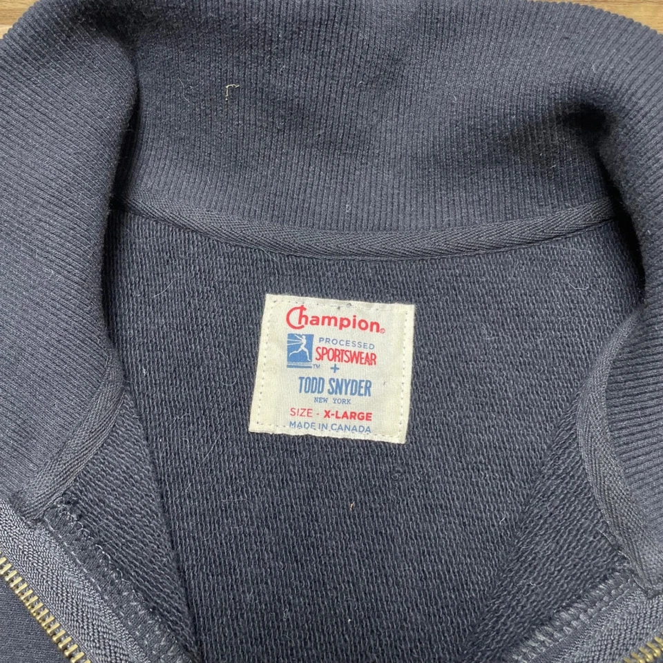 Champion Todd Snyder Para Hombres XL Pullover Sudadera Negra Cuarto Cremallera Atlética Usada en Excelente Condición Foto 2 de 4