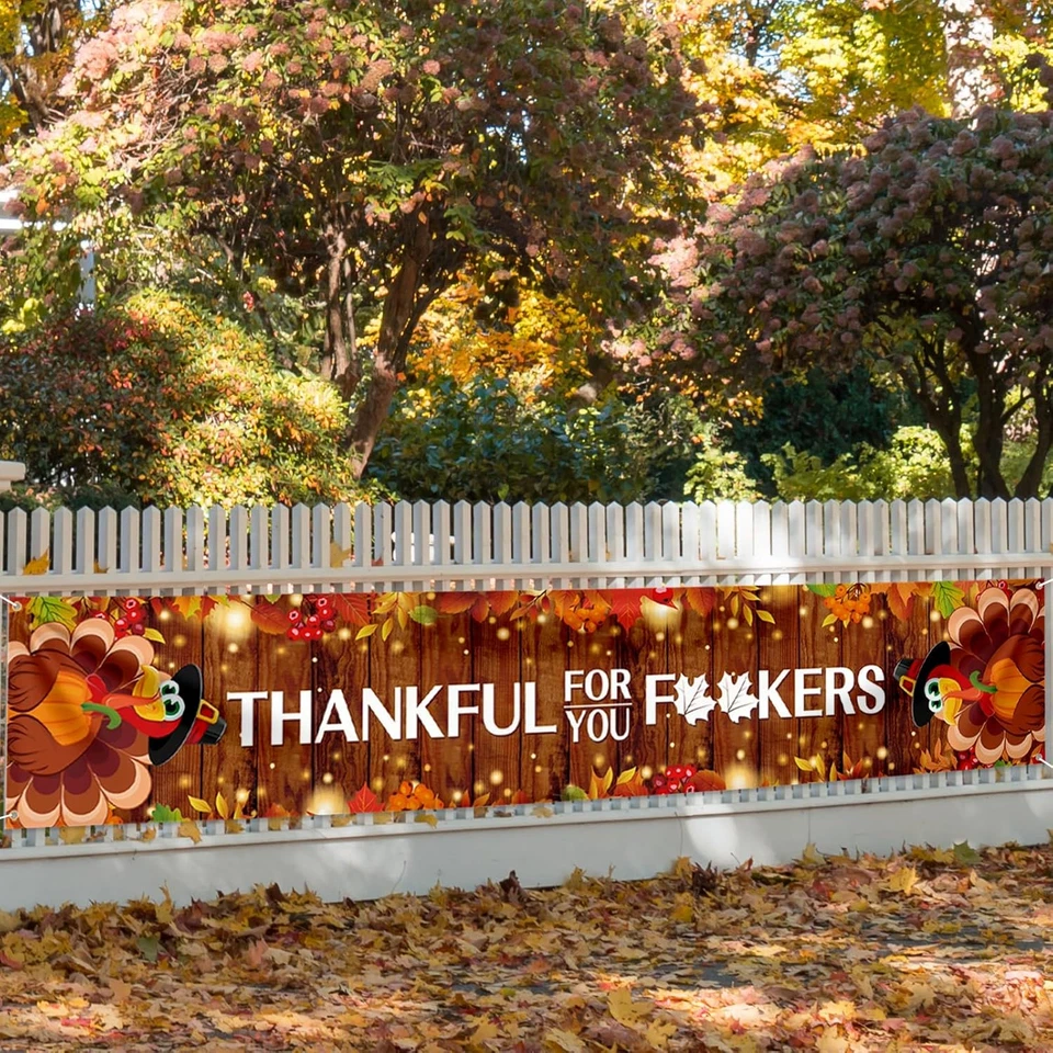 Extra Large Happy Friendsgiving Banner Thankful for You 20X120 Inch Funny Friend - Image 4 of 4