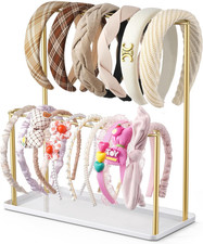 Headband Holder Organizer Metal 2-Tier with Tray: Hair Accessories Display Stand
