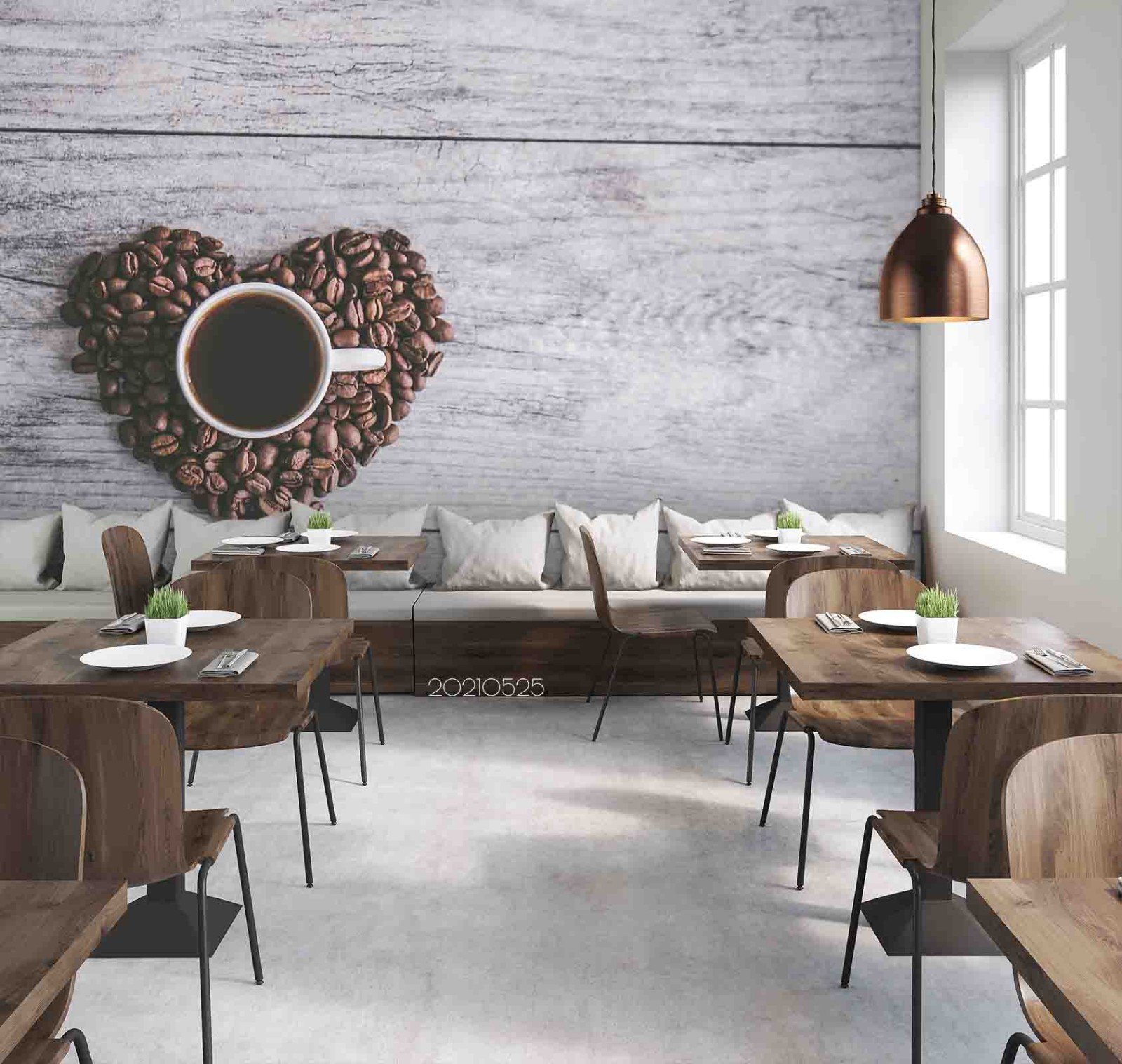 3D Coffee Coffee Beans Wood Grain Wall Murals Wallpaper Murals Wall Sticker
