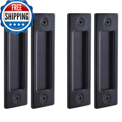 Wright Products Barn Door Handles Set - Matte Black Sliding Barn Door Hardware