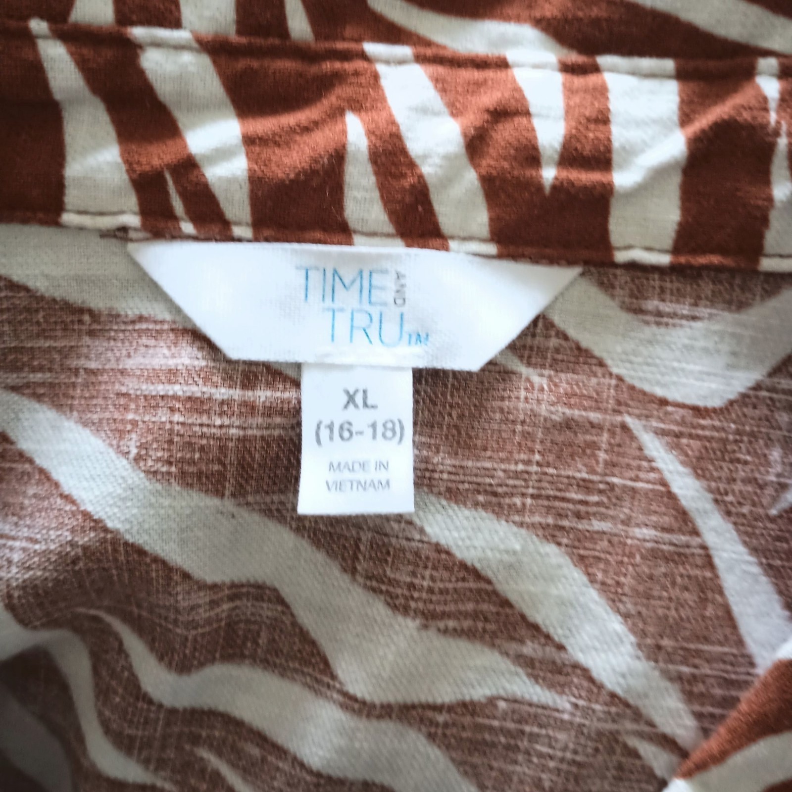 Time and Tru Brown Animal Print Utility Shirt Dress Women Size XL