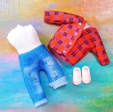 Kelly Chelsea Doll Clothes *Super Cheap Faux Denim, Faux Flannel Jumpsuit/Shoes*