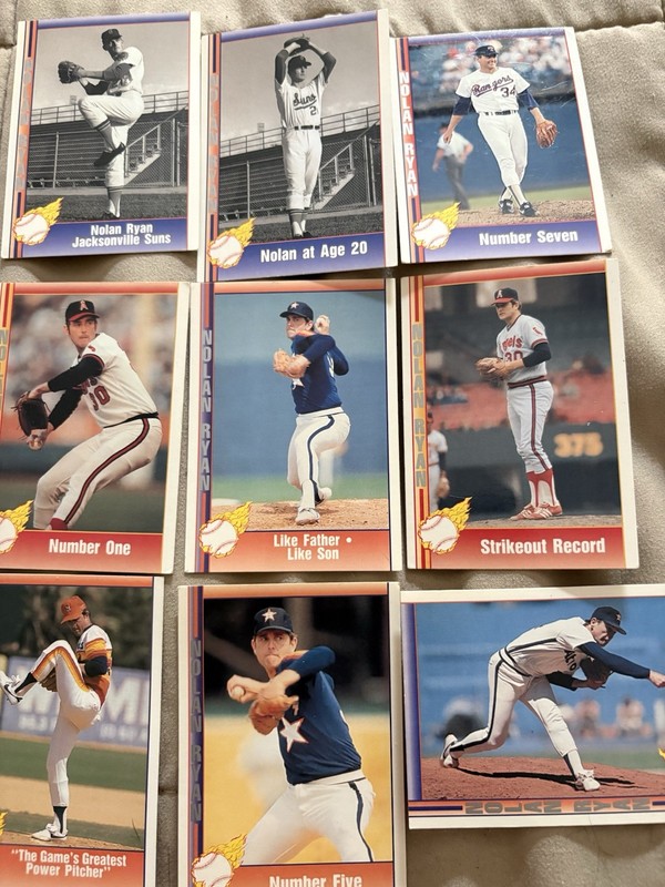 Nolan Ryan baseball cards, lot of 9 cards