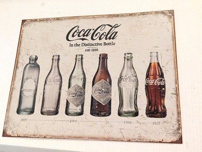 Coca-Cola Tin Metal DE Sign #1839 In the Distinctive Bottle 1886 Coke 