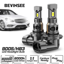 BEVINSEE 9005 HB3 LED Headlight Bulbs High Low Beam 12000LM 6000K Bright White