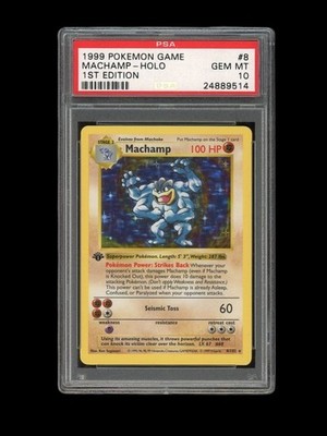 POKEMON PSA 10 GEM MINT 1999 MACHAMP 1ST EDITION BASE SET