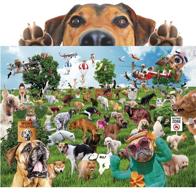 Pooping Puppies Park Party 1000-Piece Puzzle for Adults - Funny Pooping Dogs ...
