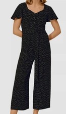  769 Whistles Women's Black Sweetheart Triangle Button Flutter Sleeve Jumpsuit 4