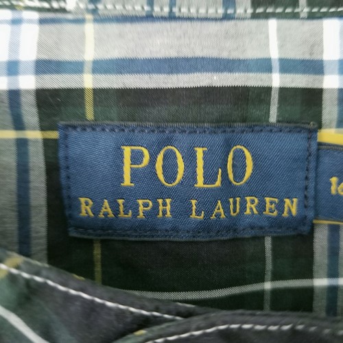 Polo Ralph Lauren Blue/White Plaid Long Balloon Sleeve Band Collar Top Womens 16 - Picture 4 of 7