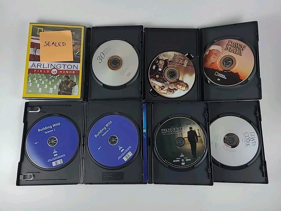 Lot Of 7 National Geographic DVDs Lord Rings Arlington Maya Lewis Clark *AS IS* Foto 3 de 4