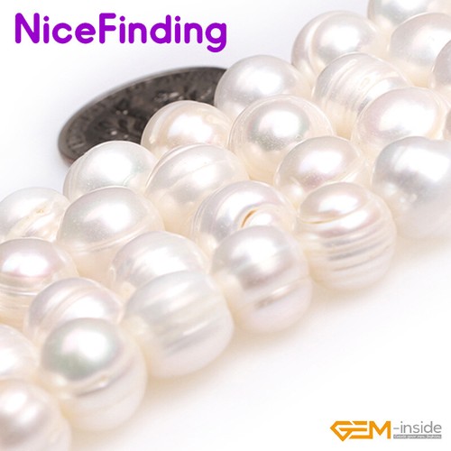 Cuentas de perlas de agua dulce de 9-10 mm casi redondas para hacer joyas hebra 15" al por mayor hágalo usted mismo - Imagen 2 de 33