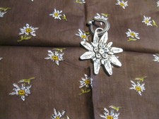 Traditional Scarf Nicki Scarf Brown Edelweiss Print and Pendant Cloth Clip NEW