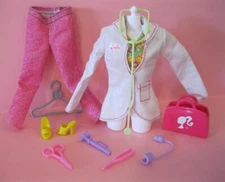 BARBIE Doll Cloth Outfit:Dr Doctor Nurse Medical Bag Kit baby vet blood pressure