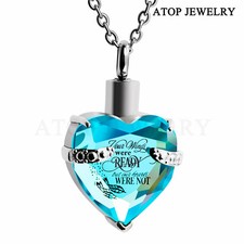 Crystal Heart Cremation Pendant Ashes Keepsake Memorial Urn Necklace