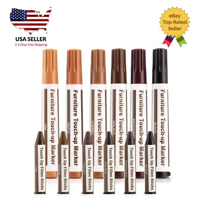 Furniture Touch Up Marker 12PCS Repair Kit Cover Wood Scratch- Markers and Wax