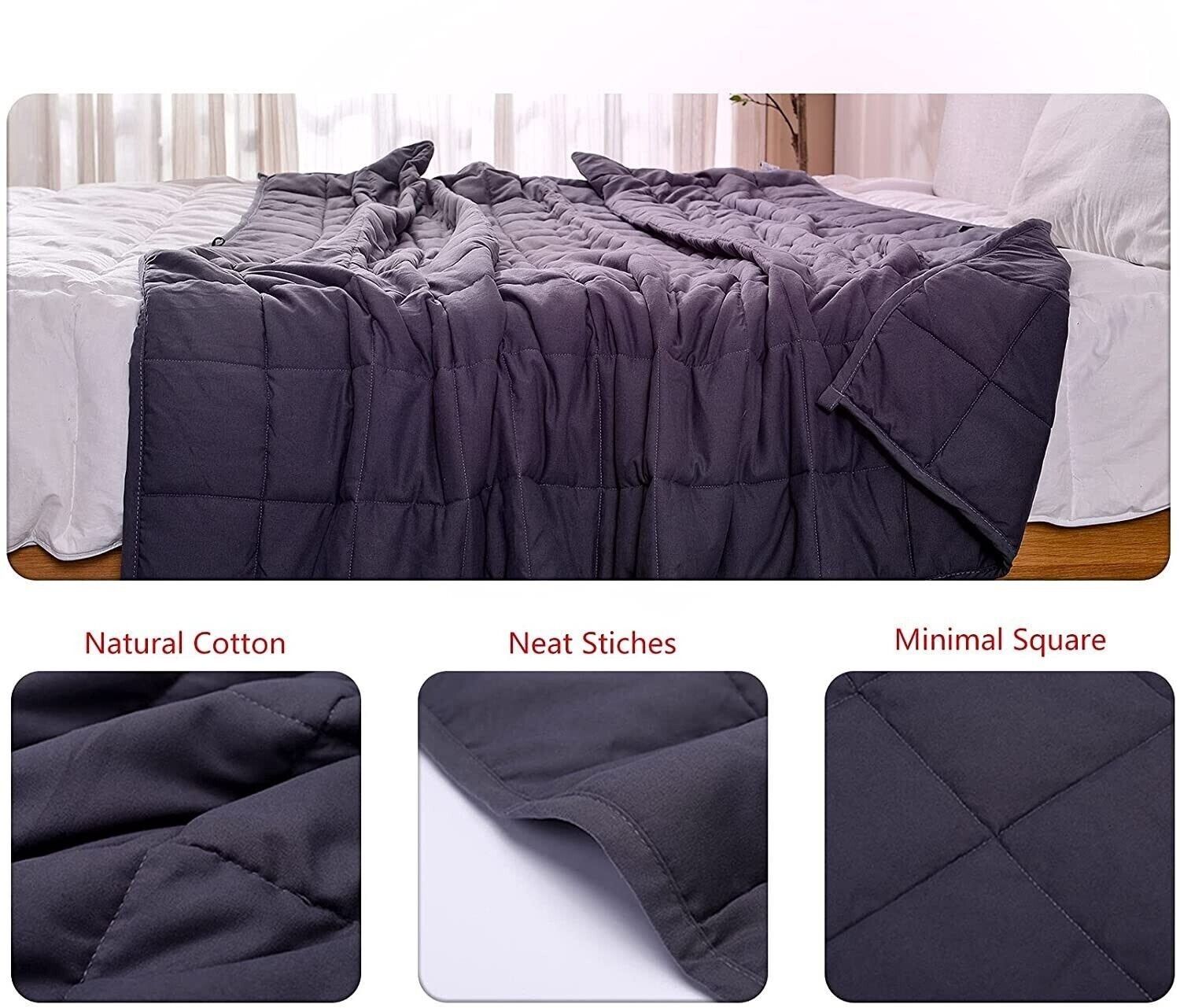 Anxiety Weighted Blanket 72 x 48 inches Twin Size 15lbs Reduce Stress