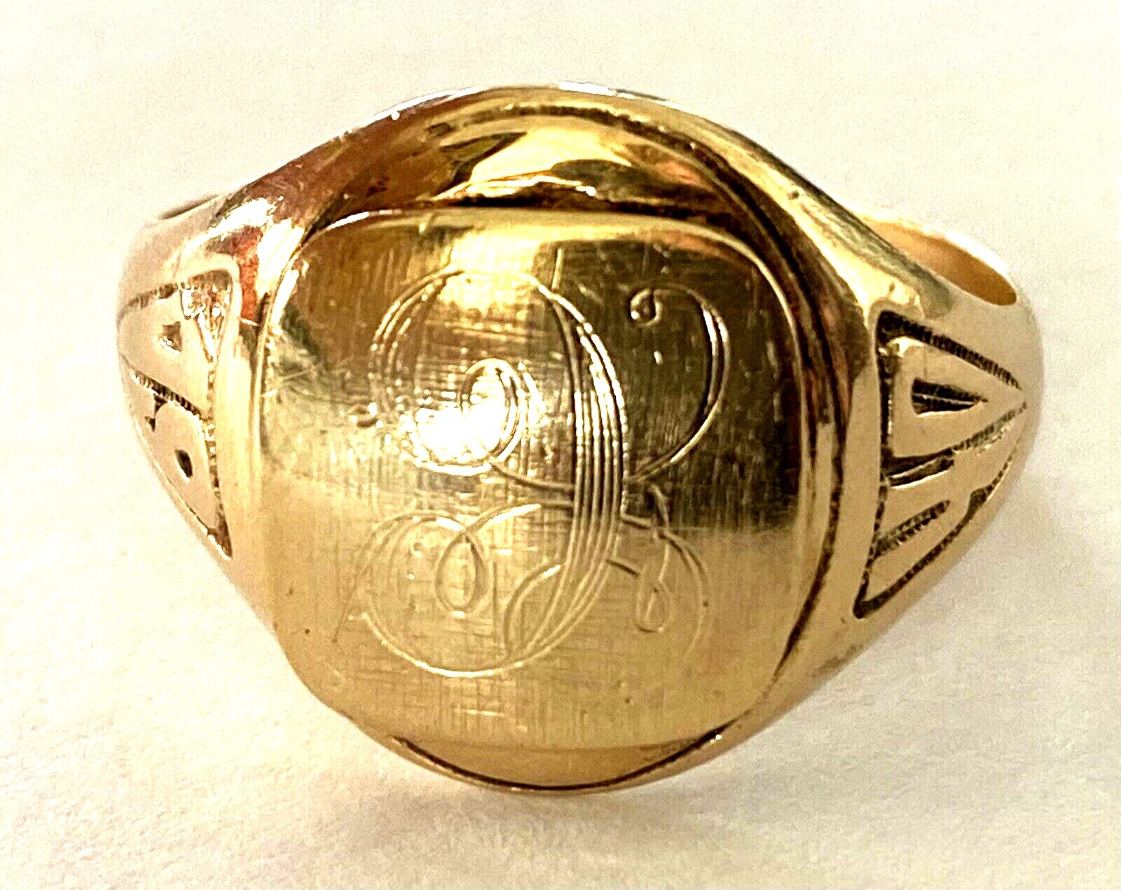 14K Solid Yellow Gold Initial Script Letter Monog… - image 1