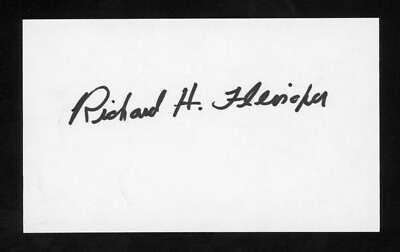 Richard Fleischer DEC. American Fighter Ace-6V Signed 3x5 Index Card E26074