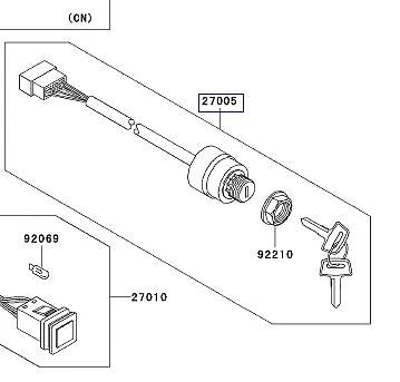 Interruptor de encendido Kawasaki Mule 3000 / 3010 / 3020 reemplaza OEM 27005-1244  Foto 2 de 4