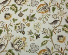 P KAUFMANN PIED A TERRE VANILLA D4178 LARGE JACOBEAN FLORAL FABRIC BY YARD 54"W