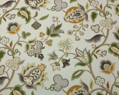 P KAUFMANN PIED A TERRE VANILLA D4178 LARGE JACOBEAN FLORAL FABRIC BY YARD 54"W