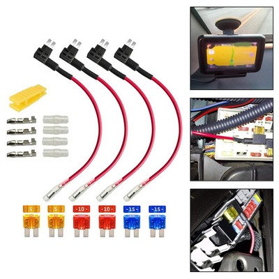 4 Stück 12 V 24 V Add A Circuit Sicherung Tap Blade Sicherungshalter mit Kabelb