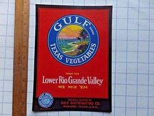 1930's/40's Crate Label- Gulf Texas Vegetables from the Lower Rio Grande Valley