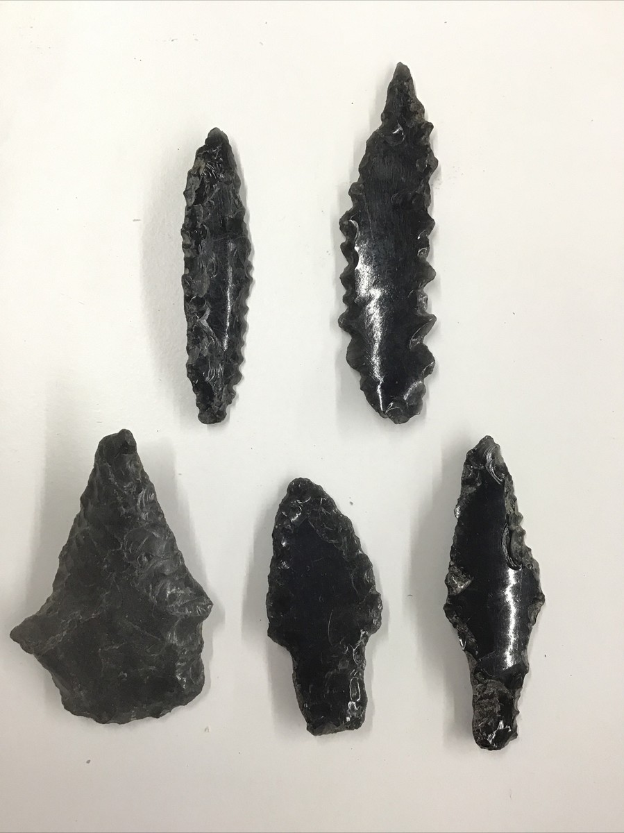 Black Obsidian Flint Stone Arrowhead | 3 Inches Long | Handmade Bird Point | Big Authentic Looking Arrowhead