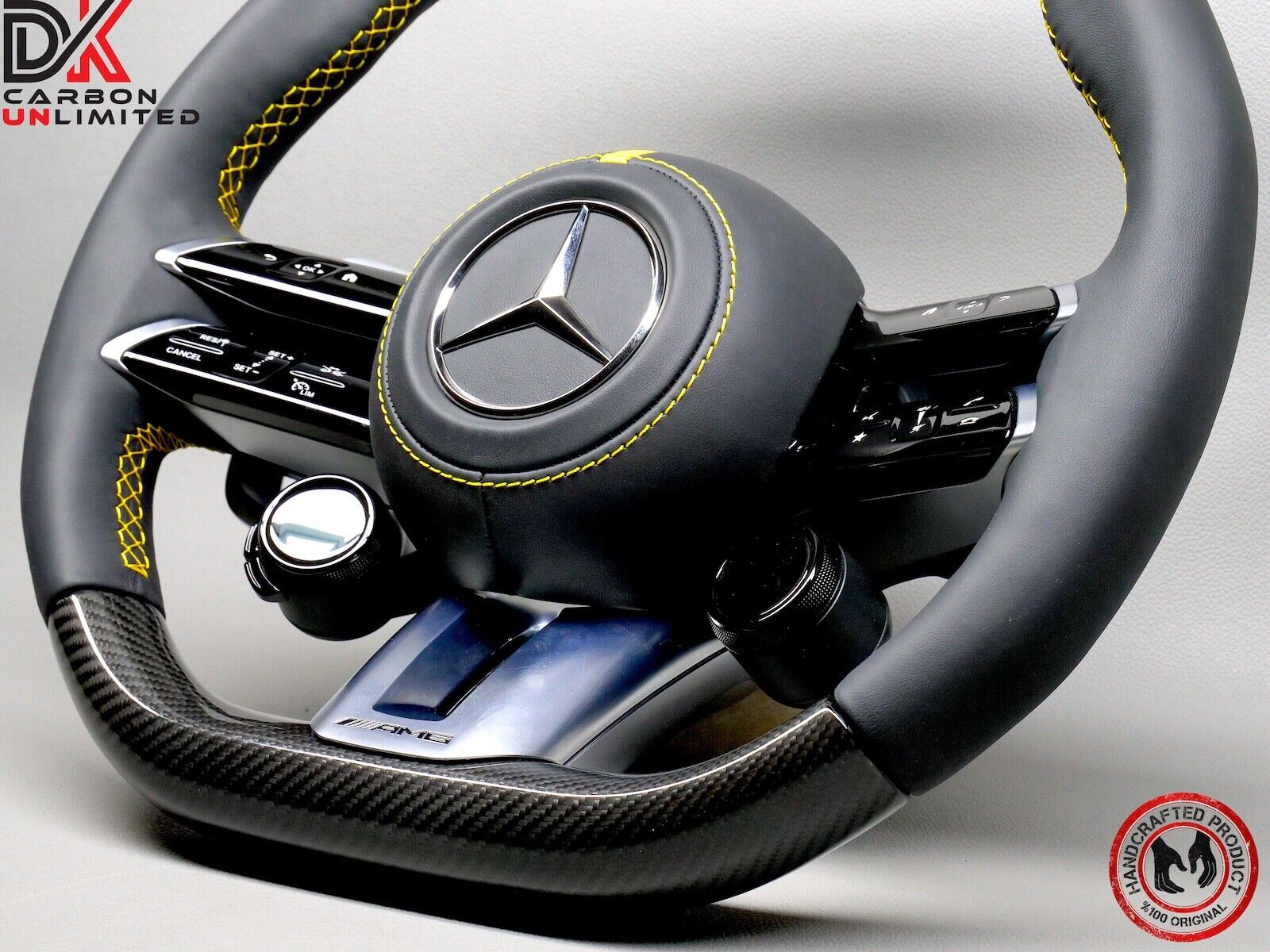 Mercedes AMG EQE E53 E63 S Yellow Heated Touch Sensor Carbon