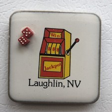 Laughlin Nevada Casino Vintage Tile Souvenir Refrigerator Fridge Magnet Jackpot