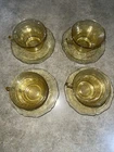 Depression Glass Amber Patrician  Spoke Cups and Saucers- Set Of 4 excellent