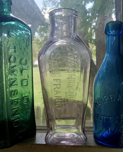 WASHINGTON MANF'G CO SAN FRANCISCO LT AMETHYST 1890s RELISH FOOD BOTTLE