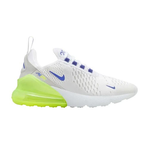 Size 5Y - Big Kid's Nike Air Max 270 BG White/Astronomy Blue-Volt Missing Lid