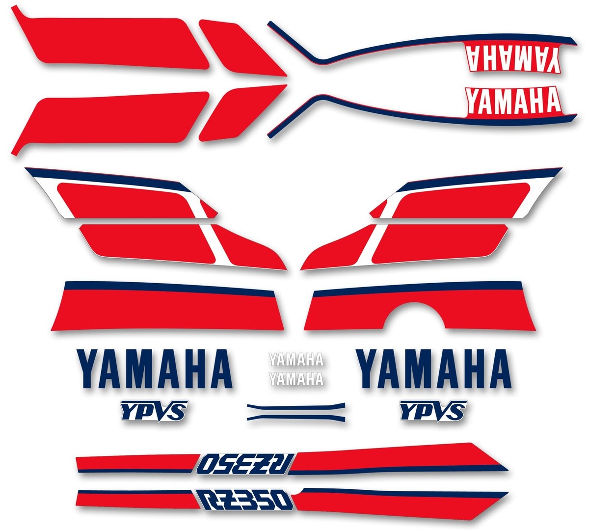  ロゴシール50枚セット 86-88 Yamaha RZ350 Complete Decals Pin Striping Set - Red/White | eBay