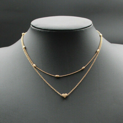 Halskette Damenkette Frauenkette Perlen Herz Gliederkette goldfarben bohemian 
