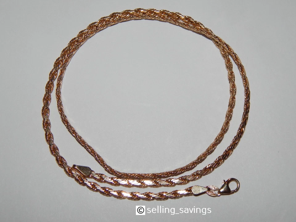 COLLAR CADENA CUERDA PLANA CORTE DIAMANTE ORO AMARILLO 14K ORO ETERNO 3MM 18,25 PULGADAS Foto 3 de 4