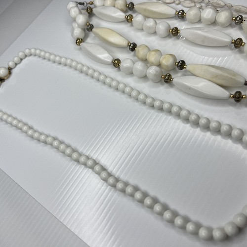 H7 Set Hongkong weiß Harz Acryl Perlen Boho Hippie 70er Mcm Retro Halsketten - Bild 4 von 12