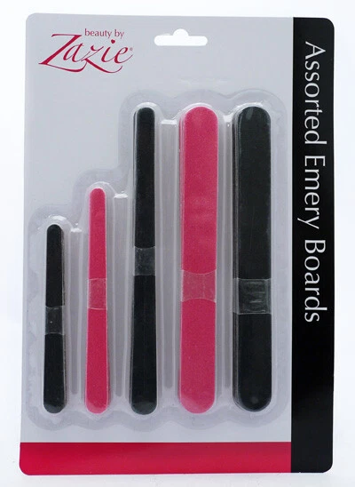 Assorted Zazie Emery Boards Nail Files Salon Straight Various Sizes Pack of 30